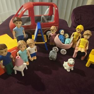 1980s Fisher-Price Doll Set with Van & Furniture